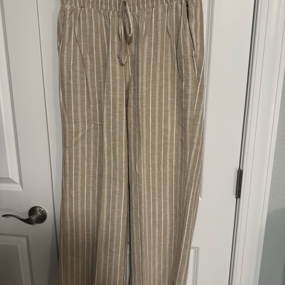 Briggs New York Navy/White & Tan/White Striped Pants M - Picture 8 of 12
